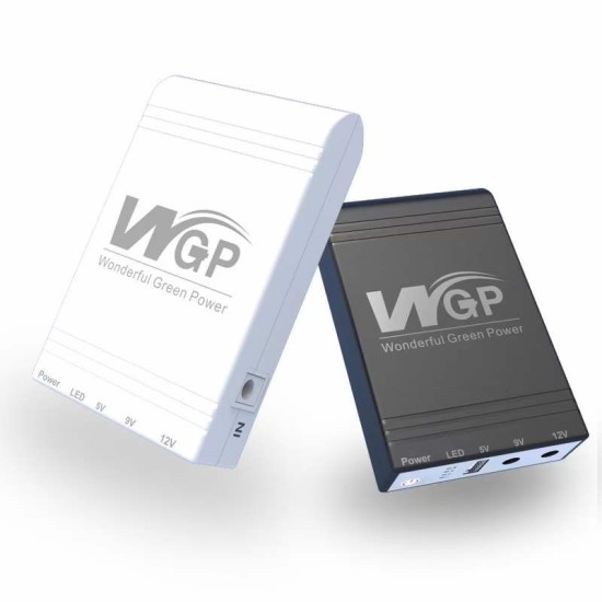 WGP MINI UPS FOR WI-FI ROUTER 5V+9V+12V, 1A (10400mAH) #WGP103A-5912 (BLACK/WHITE ORIGINAL)