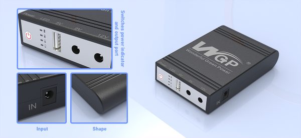WGP MINI UPS FOR WI-FI ROUTER 5V+9V+12V, 1A (10400mAH) #WGP103A-5912 (BLACK/WHITE ORIGINAL) - Image 5
