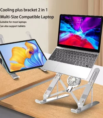 Laptop Stand aluminum alloy with Cooling Fan 7-Levels Adjustable Vertical Laptop Stand - Image 8