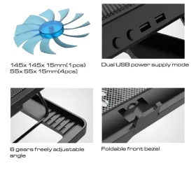 MIKUSO LAPTOP COOLING FAN MODEL: NCP-067 (ADJUSTABLE ANGLE STAND) - Image 6