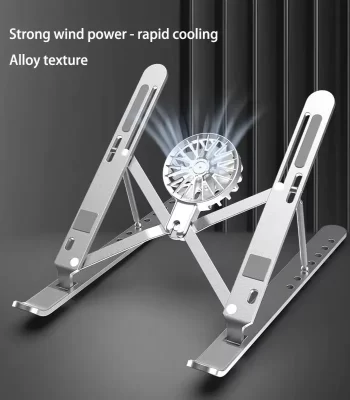 Laptop Stand aluminum alloy with Cooling Fan 7-Levels Adjustable Vertical Laptop Stand
