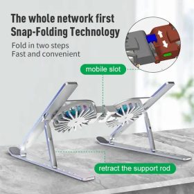 Portable Foldable Laptop Stand with Multifunctional Aluminum Alloy 2 Fans 16 Colors RGB Light Effect C9 Pro - Image 4