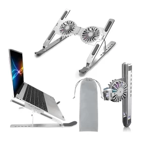 Portable Foldable Laptop Stand with Multifunctional Aluminum Alloy 2 Fans 16 Colors RGB Light Effect C9 Pro - Image 3