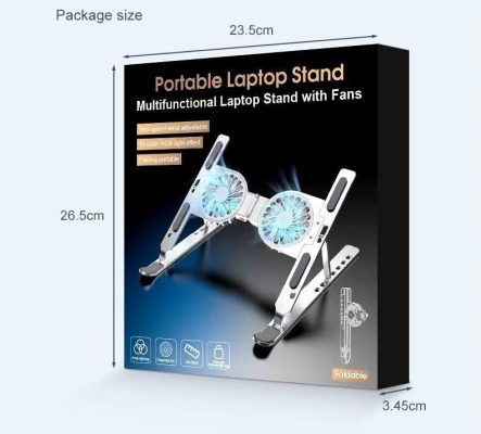 Portable Foldable Laptop Stand with Multifunctional Aluminum Alloy 2 Fans 16 Colors RGB Light Effect C9 Pro - Image 6
