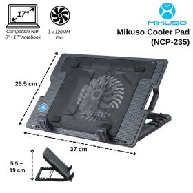 MIKUSO LAPTOP COOLING FAN MODEL: NCP-235 (160MM*1FAN) ADJUSTABLE ANGLE STAND - Image 3