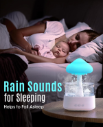 Rain Cloud Humidifier Water Drip Bluetooth Speaker, Mushroom Aromatherapy Essential Oils Diffuser with 7 LED Night Light - Gloomy Rainfall & Raindrops Relaxing Sound for Deep Sleep in Bedroom Bluetooth Audio White - Image 2